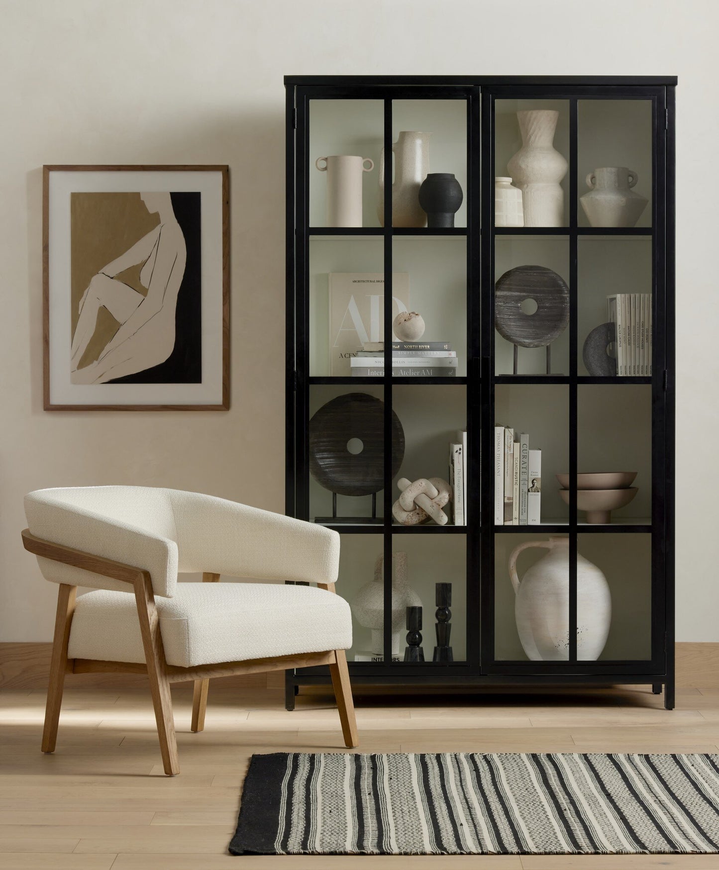 Whitney Cabinet Tall Black Metal with White Interior